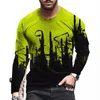 T-shirt da uomo 2022 stampa 3d 4 colori vernice astratta uomini e donne a maniche lunghe punk moda casual t-shirt hip-hop top fitness spor