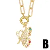 Pendant Necklaces FLOLA Cuban Link Chain Eye Heart Necklace Copper Zircon Crystal Clasp Butterfly Collar Fashion Jewelry Gift Nkeb090