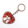 Natural Stone Crystal Keychains Heart Shaped Life Tree Pendant Car Key Chain Keyring RRA404