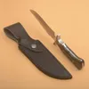 G1029 Survival Straight Knife 5Cr13Mov Satin Drop Point Blade Full Tang Wood Handle Outdoor Camping Vandring Hunting Fixed Blades Knives With Leather mantel