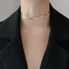 Łańcuchy złoty stal nierdzewna płaska łańcuch łopatki dla kobiet mężczyzn prezentowy biżuteria modna minimalistyczna obojca choker