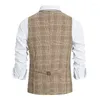 Mäns västar herrdräkt Vest Solid Color Dress Casual Business Sleeveless Jacket Slim Retro Plaid Waistcoat