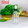 Flacon compte-gouttes en verre transparent de 50ml, flacon compte-gouttes pour huile essentielle, conteneurs cosmétiques vides, vente en gros