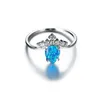 Eheringe Zierliche Silberfarbe Ring Weiß Blau Opal Birnenschliff Stein Luxus Kristall Wassertropfen Dünn Für Frauen Boho Schmuck