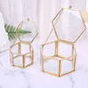 Boîtes de rangement nordique hexagone en verre transparent en verre anneau de mariage éternel fleur innovante décoration ornements