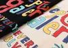 Fleece graffiti 2022 Multi Cotton T Shirt Gary Dept Designer Rainbow Funny Letter Printing Round Fashion Neck Terry tröjan Trendy Youth