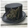 Berets ręcznie robiony steampunk top czapka z metalowym sprzętem dla mężczyzn kobiety magiczny melonik rozmiar 57 cm