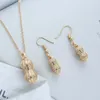 Necklace Earrings Set 2022 Trend Wedding Jewelry Copper Micro-encrusted Zircon Pearl Peanut Fashion Earring Women Wholesale