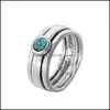 Кластерные кольца кластерные кольца богемный натуральный камень для женщин мужчина винтажные сереры бирюзы на вечеринке для моды.