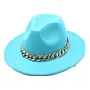 Berets Factory Price Fedora Wholesale Ladies Jazz Hat Autumn and Winter British Style Big Chain Retro Tope Gentleman