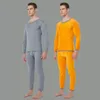 Vêtements de nuit pour hommes Pyjamas d'hiver pour hommes col rond en peluche épais doux sous-vêtement thermique polaire hommes ensemble