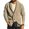 Luxurymen's Trench Coats 2021 European American Fall Winter Sweaters Fit-typ med h￶ghalsad enbr￶dficka toppar stickad tr￶ja hj￤rtjacka