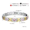 Link Bracelets Luxury Charm Germanium Health Bracelet-Stainless Steel Therapy Energy Bracelet With 4 Healthy Care Stones And Delicate