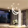 Lámparas colgantes Estrella y luna Luces colgantes Led moderno para sala de estar Comedor Bar Lámpara de decoración del hogar