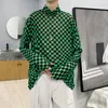 Men's T Shirts Autumn Turtleneck T-Shirt Men Slim Fashion Casual Plaid Shirt Korean Black Green Long Sleeve Mens Top M-2XL