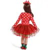 Meisjesjurken Kerstmis voor s prinses Toddler lange mouw sneeuwpop Santa Claus Kinderkleding Polka Dots Baby Outfits 221101