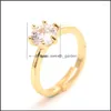 Ringos de cluster Rings de cluster Gold para mulher Sparkling White CZ Stones Openg Senhoras amantes Partido Casamento Jóias Bridal Gifts Drop Deli DHEWS