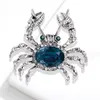 Cute Crystal Crab Brooch Women Crab Brooches Suit Lapel Pin for Gift Party Fashion Jewelry