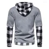 Bluzy męskie wiosna jesień męska Plaid Patchwork Sport Sports Hoodied Coat Men Style European and American Swatershirt M-3xl