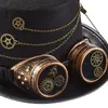 Berets Vintage Gear Chain Goggles Top Hat Victorian Black Jazz Steampunk Party Party for Carnival Temat