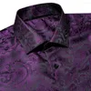 Chemises décontractées pour hommes Paisley Chemise pour hommes Violet à manches longues Col rabattu Nouveauté Polyester Jacquard Fit Concepteur de mariage d'affaires