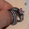 Wedding Rings Choucong Brand Design Pink Stone 5A Zircon 10KT Black Gold Filled Engagement Band Ring Set Sz 5-11 Gift