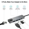 Hub USB C 4K vers Gigabit Ethernet Rj45 Lan 5 en 1, adaptateur Hub USB Type C pour Mac book Pro, Thunderbolt 3 USB-C, chargeur PD