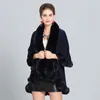 Halsdukar Fashion Double Layer Handcraft Fur Cape sjal Långt stickat kashmir Poncho Coat Wraps Faux Pashmina Cloak Women Winter9272987