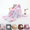 Tie-dyed Gradient Blanket Long Shaggy Faux Fur Throw Blankets Flannel Fleece Rainbow Throws and Blankets for Bed Sofa WLL1787