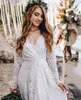 Splendidi abiti da sposa in pizzo abito da sposa maniche lunghe una linea v collo posteriore più dimensioni da giardino da spiaggia su misura vestido de novia 403 estido estido