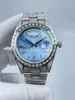 5 étoiles Super 4 Style Full Diamond Watch President 41mm 128396 Cadran bleu Montres mécaniques automatiques Montres-bracelets pour hommes