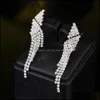 Dangle Lustre Mode Mariée Longue Boucle D'oreille Suspendue Cristal Strass Gland Boucles D'oreilles Pour Les Femmes De Fiançailles De Mariage Bijoux Acces Dhivx