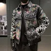 Hommes vestes automne hiver imprimé fleuri hommes mode Pu épissage Bomber manteau décontracté mince Social Streetwear Masculina vêtements 2022