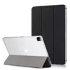 Tablethoesjes voor iPad Pro 12.9 inch 12.9 "2022 2021 Case PU lederen funda slanke transparante achterste schokbestendige capa cover automatische slaap wekfunctie