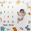 Keepsakes Cartoon Pattern Infant Baby Milestone Po Props Background Blankets Play Mats Backdrop Cloth Calendar Accessories Nordic 221101
