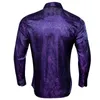 Herrklänningskjortor Herr Barry.Wang 4xl Luxury Purple Paisley Silk Men Långärmad blommor för designer Fit Shirt BY-0087