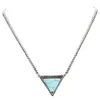 Chains Trendy Women White And Blue Stone Triangle Necklace Minimalist Jewelry Chain Necklaces & Pendants Charms