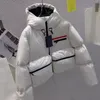 Kvinnor rockar kvinna parkas designer puffer kvinnor jacka huva ner kappa med hoodie kort mode lång ärmficka blixtlås bomulls vindbrytare 20ss svart vit