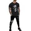 Men's Tracksuits Lion Summer Men's 2 Piece Sets Oversized T Shirts Joogers Outfits Fashion Men Trousers Tracksuit 3D Printed Trend Male