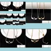 Colares pendentes 10pcs asas de anjos colar de fiança dupla colar de zircão cz zircon micro paval charme jóias feita para mulher dhkmv