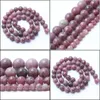 Autres perles de pierre naturelle de 8 mm Lépidolite rondes en vrac pour la fabrication de bijoux 4/6/8/10 mm 15 5 pouces Bracelet à bricoler soi-même Drop Delivery 2022 Dhil2