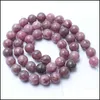 Andere 8 mm natuurstenen kralen lepidoliet ronde los voor sieraden maken 4/6/8/10 mm 15 5inches DIY armbanddruppel aflevering 2022 Dhil2