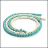 Turquoise 8Mm100Pcs 3X6Mm Natural Stone Green White Turquoises Beads For Jewelry Making Round Loose Spacer Diy Bracelet Necklace Dro Dh0Yj