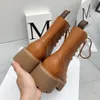 Vintage triumphal arch thick soled Martin boots 55cm high soles combat boots platform round head block heels flat shoes luxury de7158558