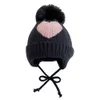 Chapeau pour enfants Beanie Jacquard Love Winter Warm Knitted Baby Hair Ball Ear Cap RRA392