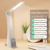 Lâmpadas de mesa 3 Modos Lâmpada de mesa LED com temperatura Exibir despertador Touch Dimmable Touch Foldável Reading Light Olhos Proteção