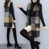 Kvinnors v￤star 2022 Autumn Winter Women Korean Mid-L￤ngd Waistcoat Coat Female Fashion Slim Thin Temperament Jacket Woolen Vest A711