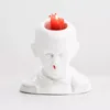 Candle Holders Bleeding Nose White Human Head Holder Nosebleed Face Desktop Decoration Ornament Figurines Miniatures