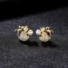Micro set zircon cute mouse s925 silver stud earrings women jewelry Korean personality luxury animal earrings accessories gift
