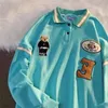 Herr t -skjortor vintage polo krage hoodies män koreanska överdimensionerade brev tryck tröja kvinnliga hösten långärmade harajuku lösa knappar 01